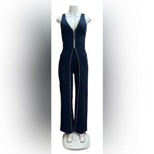 Fashion Nova.   Black Zipper Jumpsuit